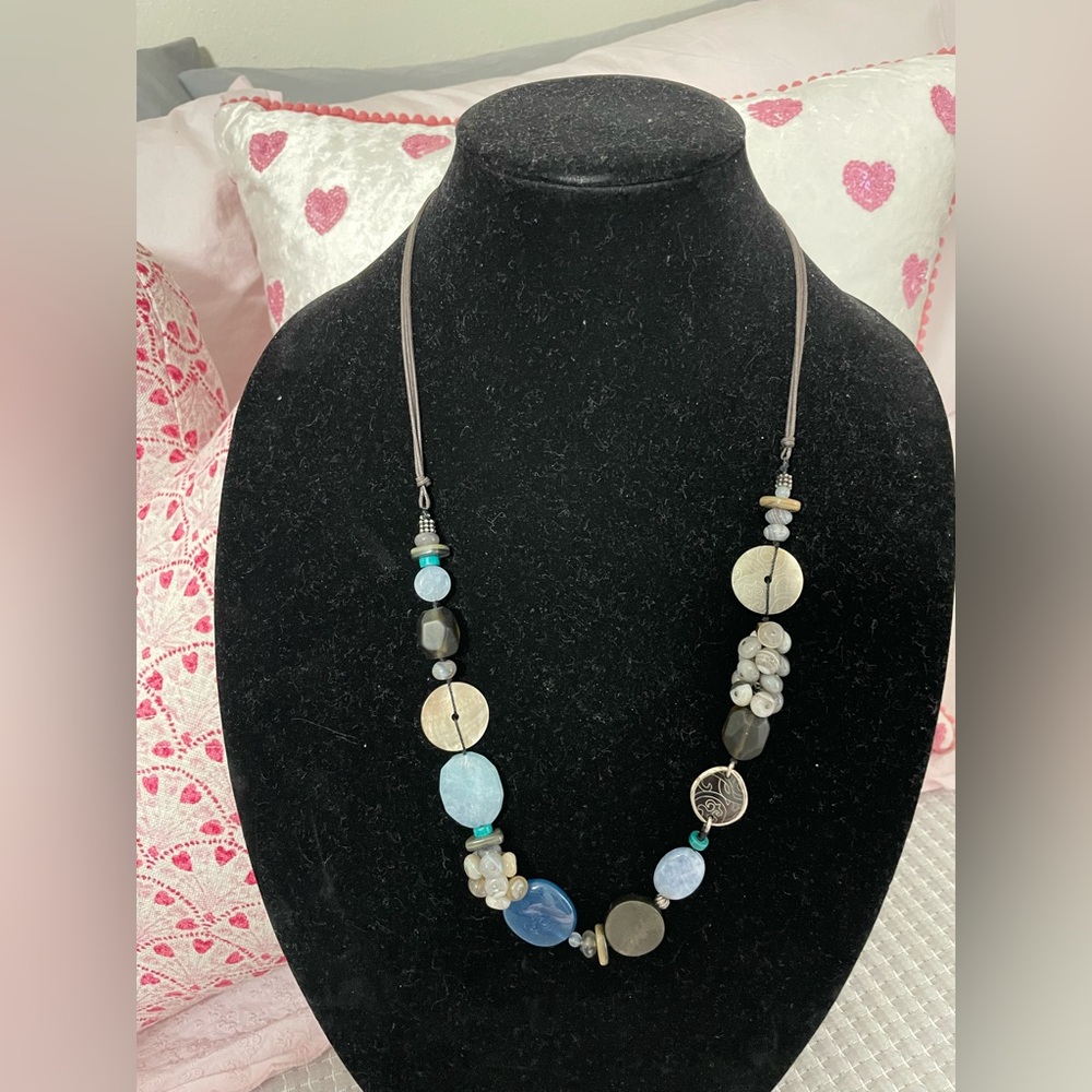 Silpada Blue Watercolor Beaded Necklace Quartz Agate Necklace